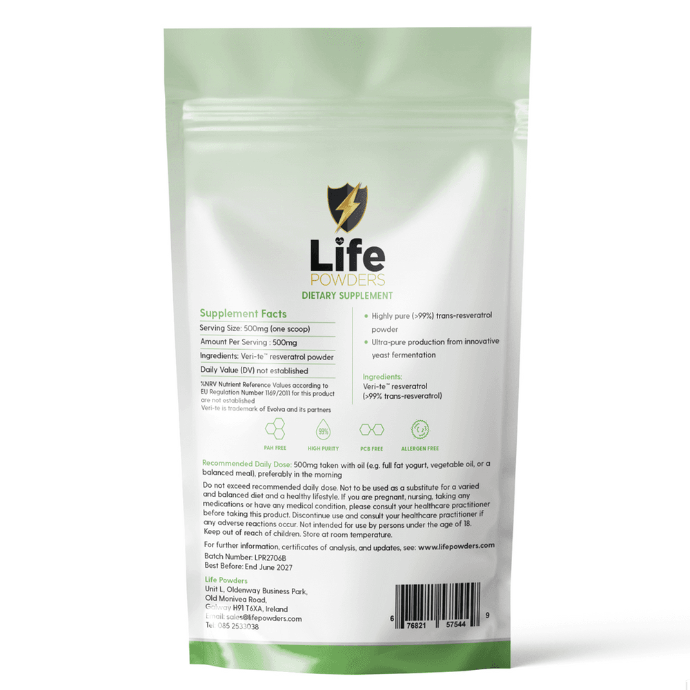 Life Powders European Trans-Resveratrol Powder 30 grams